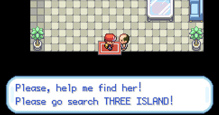 Lostelle’s dad asking us to find her on Three Island / Pokémon FRLG