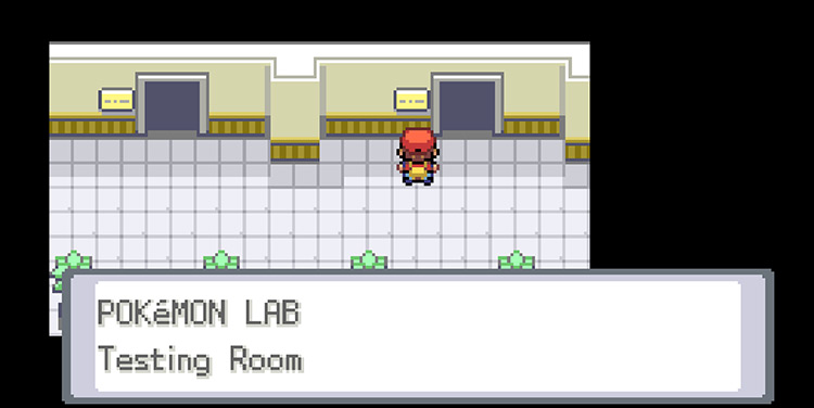 Going to the Testing Room in the Pokémon Lab to clone the Old Amber to an Aerodactyl / Pokémon FireRed & LeafGreen