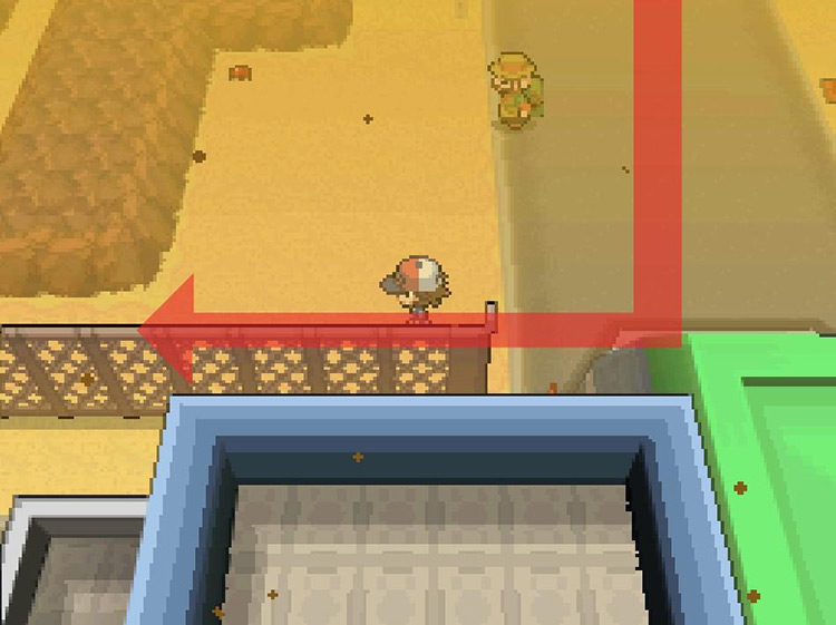 Turn west and head through the passage next to the fence. / Pokemon BW