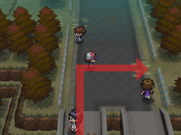 Head east through the gap in the fence. / Pokemon BW