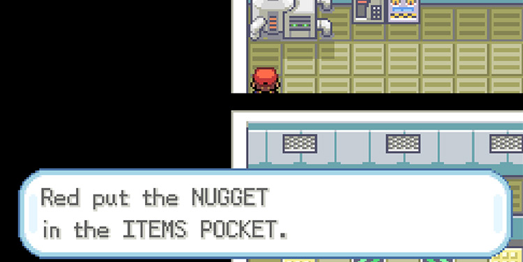 Pressing A while facing the tile with a hidden Item to pick up a Nugget / Pokémon FRLG