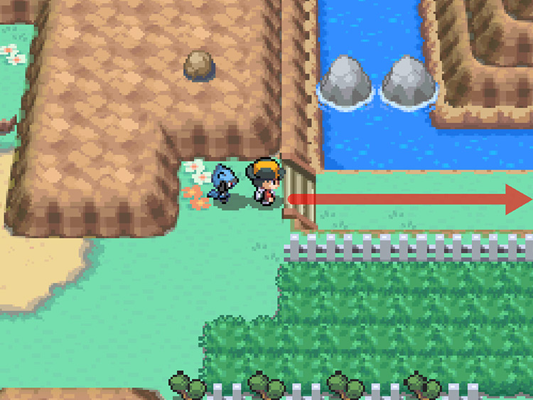 The stairs leading to water on Route 9 / Pokémon HGSS