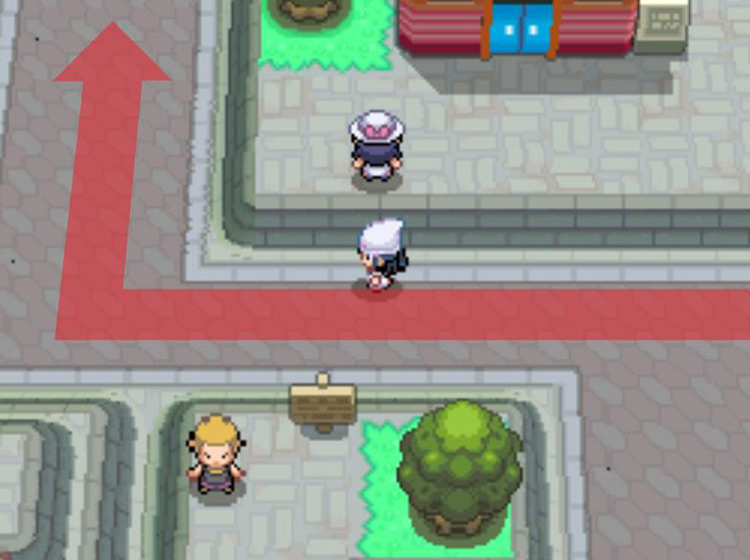 Taking the north bend at the Veilstone Department Store / Pokémon Platinum