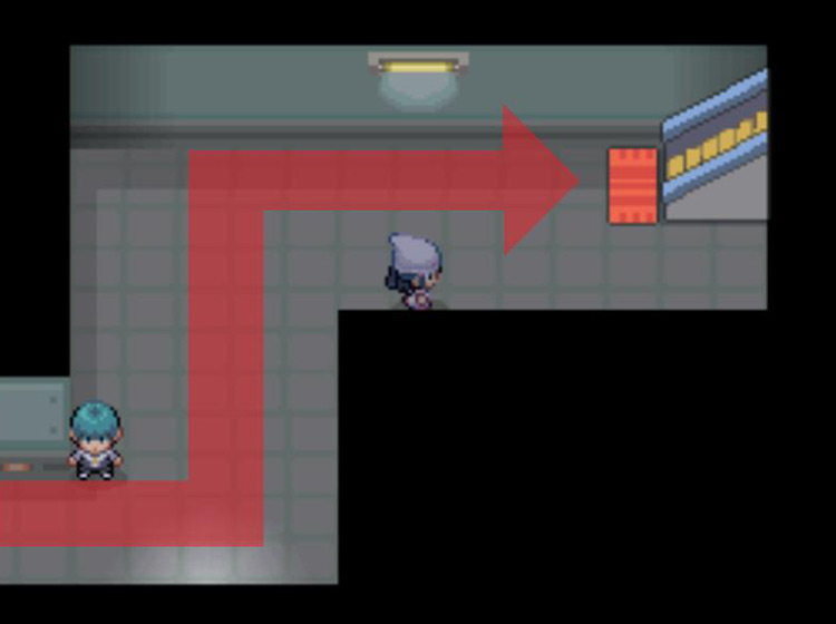 Passing the second Galactic Grunt and heading upstairs / Pokémon Platinum