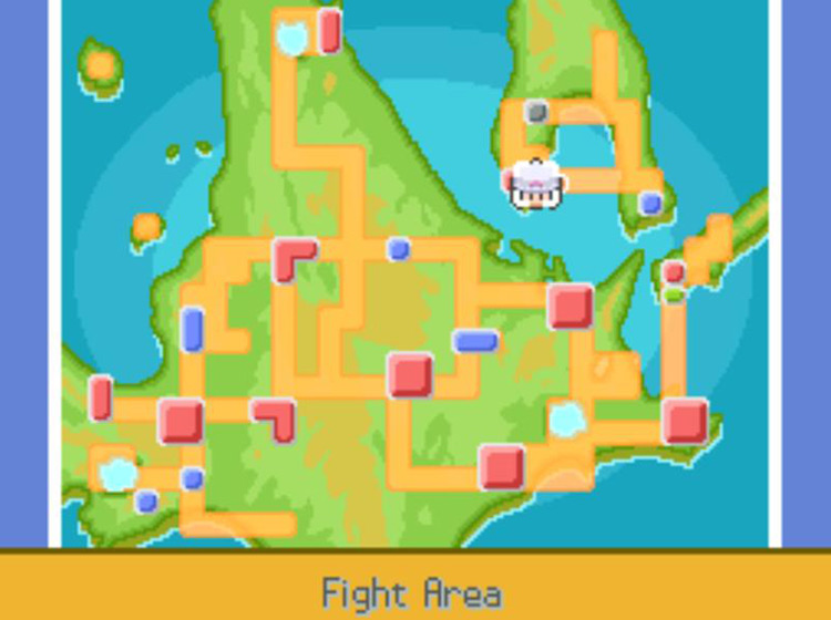 The location of TM04 Calm Mind on the Town Map / Pokémon Platinum