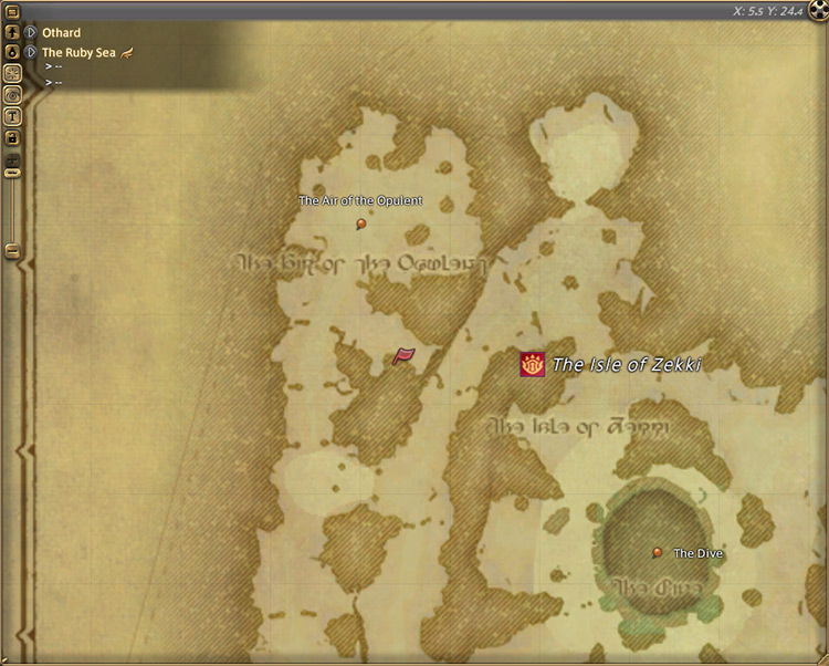 Alisaie’s map location in The Ruby Sea / Final Fantasy XIV