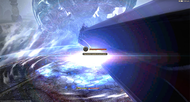 Interact with the shadow to bind the blade while your party attacks it. / Final Fantasy XIV