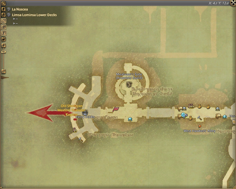 Alphinaud’s map location in Limsa Lominsa - Lower Decks / Final Fantasy XIV