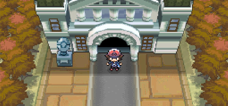 Standing outside the Nacrene City Gym in Pokémon Black