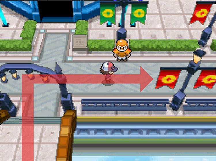 Head east past the football player. / Pokemon BW