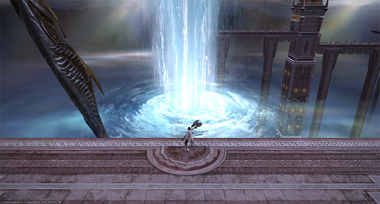 Tidal Wave - run toward the whirlpool to avoid falling off / Final Fantasy XIV