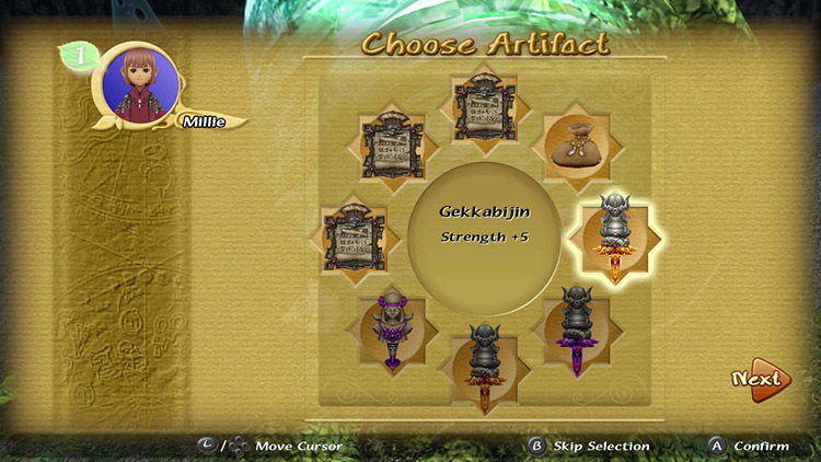 Four items collected in the dungeon, and four dropped by the boss. / Final Fantasy Crystal Chronicles Remastered