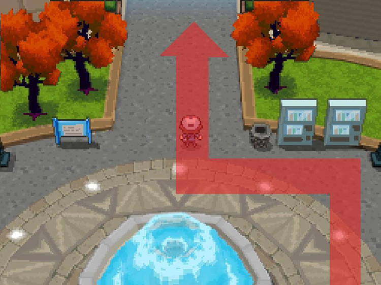 Continue north and exit the plaza. / Pokemon BW