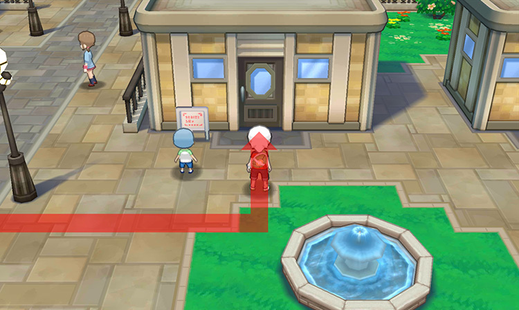 Outside the Pokémon Trainers’ School. / Pokémon Omega Ruby and Alpha Sapphire
