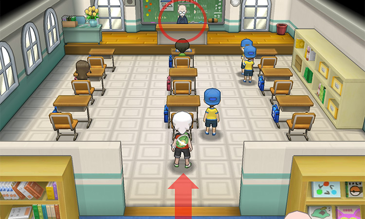 The classroom in the Trainers’ School. / Pokémon Omega Ruby and Alpha Sapphire