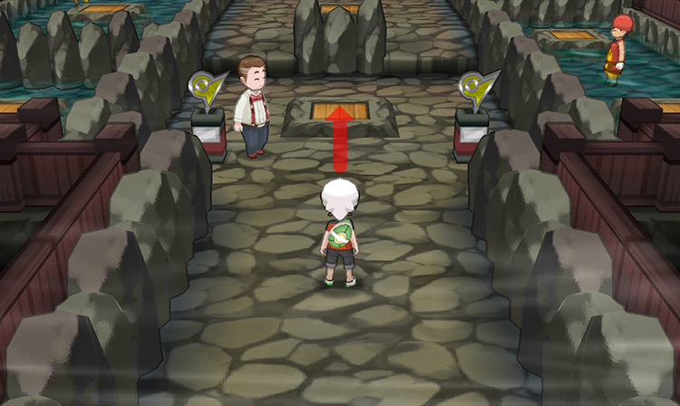 Entering the Gym and stepping on the first platform. / Pokémon Omega Ruby and Alpha Sapphire