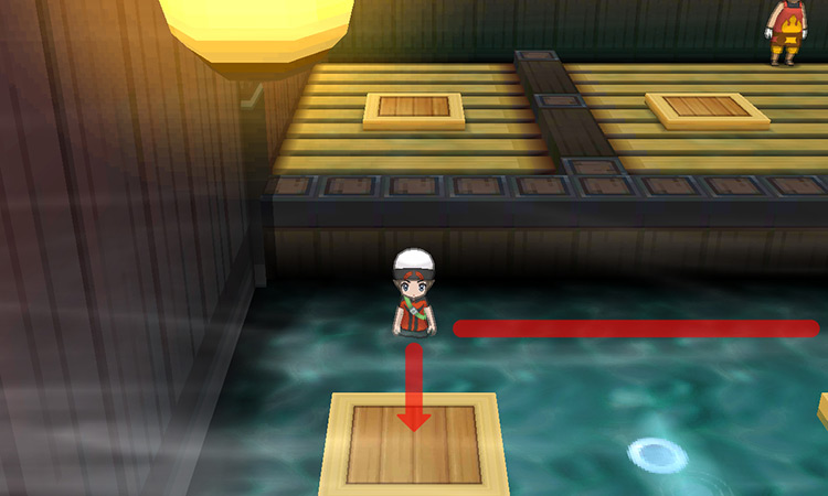 Stepping on the leftmost platform while avoiding the Ninja Boy. / Pokémon Omega Ruby and Alpha Sapphire