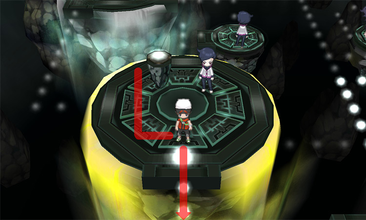 Stepping on the dotted line on the bottom side of the platform. / Pokémon Omega Ruby and Alpha Sapphire