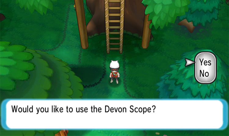 Using the Devon Scope on the invisible Kecleon in Fortree City. / Pokémon Omega Ruby and Alpha Sapphire
