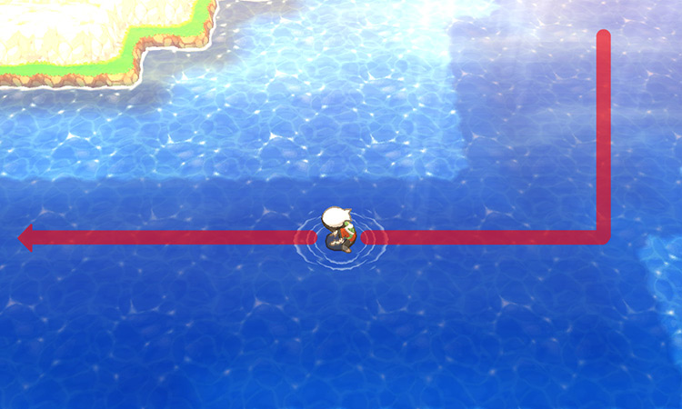 Turning west and continuing along the dark patch. / Pokémon Omega Ruby and Alpha Sapphire