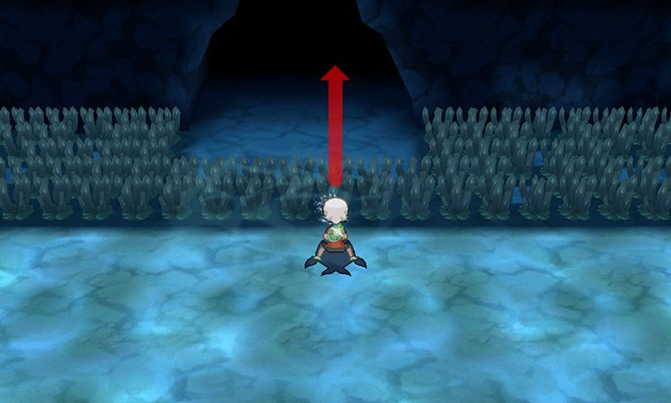Entering the underwater cave on Route 126. / Pokémon Omega Ruby and Alpha Sapphire