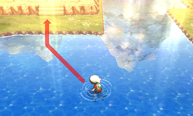 Continuing northwest, towards the land. / Pokémon Omega Ruby and Alpha Sapphire