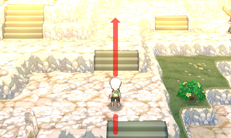 Continuing up the third set of stairs and towards the fourth one. / Pokémon Omega Ruby and Alpha Sapphire