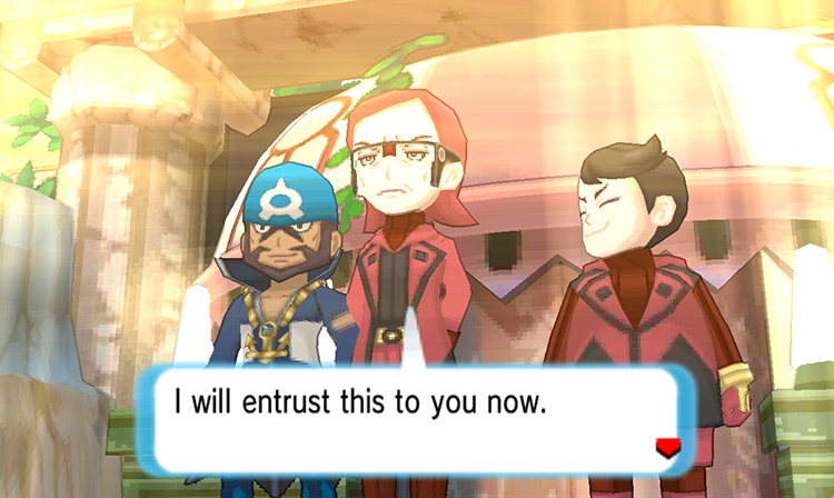 Receiving the Magma Suit from Maxie in Sootopolis. / Pokémon Omega Ruby and Alpha Sapphire
