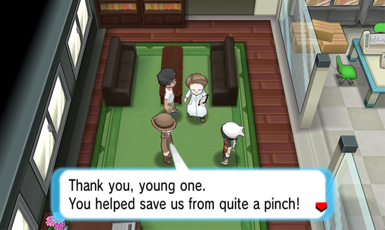 One of the researchers thanking you for saving them from Team Magma/Aqua. / Pokémon Omega Ruby and Alpha Sapphire