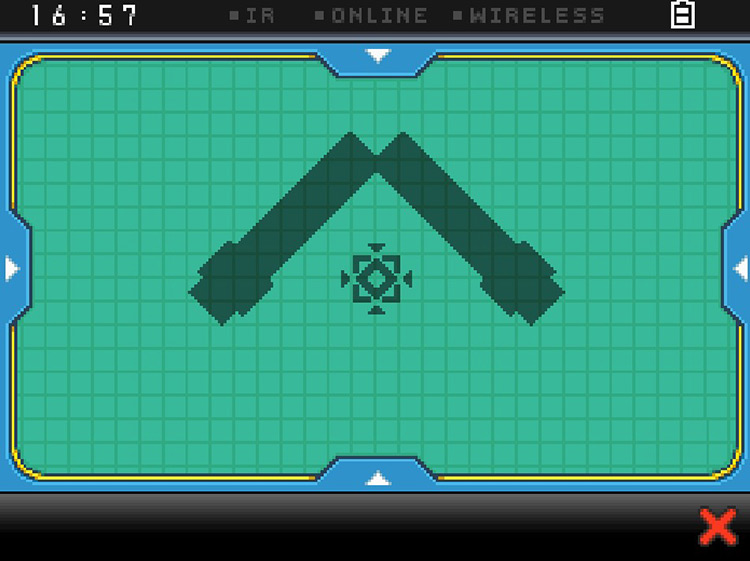 The Dowsing MCHN screen when you’re standing on a tile with a hidden item. / Pokemon BW