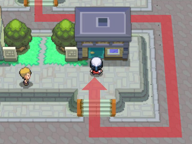Entering the Prize Exchange building. / Pokémon Platinum