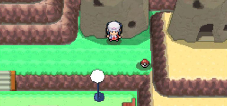 Finding TM45 on a ledge in Amity Square (Pokémon Platinum)