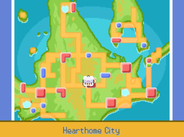 Amity Square on the map screen / Pokémon Platinum