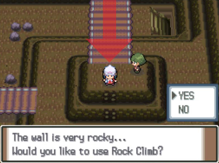 Using Rock Climb to descend the hill / Pokémon Platinum