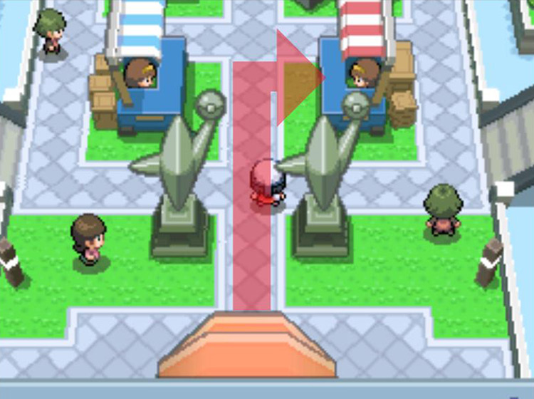 Approaching the southeastern Exchange Service Corner kiosk / Pokémon Platinum