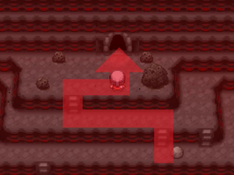 Moving up the staircases and through the doorway. / Pokémon Platinum