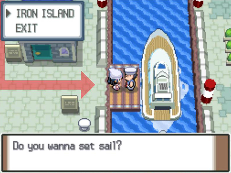 Sailor Eldritch offering to take you to Iron Island / Pokémon Platinum