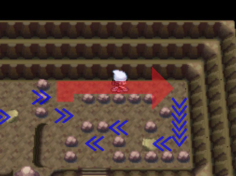 Riding south from the northeast corner and turning west to clear the ramp / Pokémon Platinum