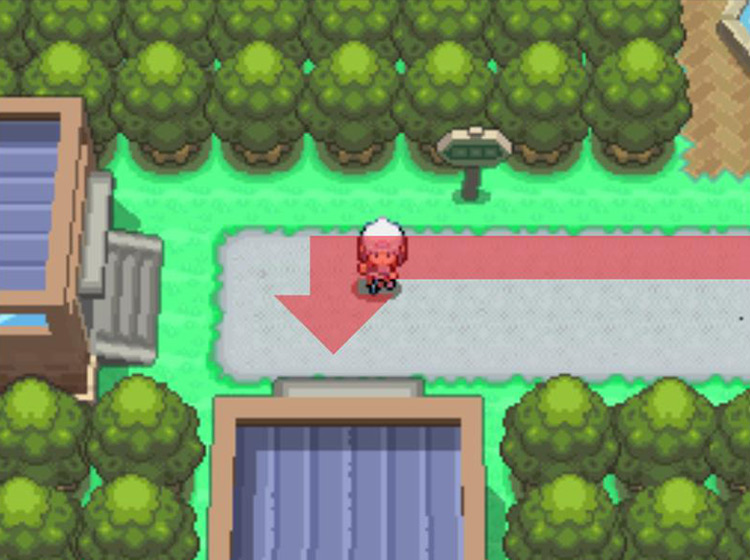 Exiting Hearthome City through the southwest gate / Pokémon Platinum