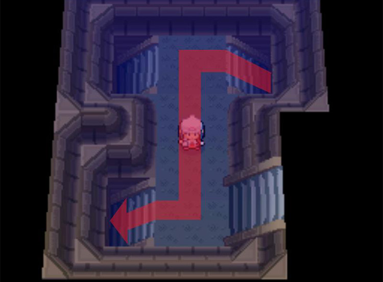 Taking the southwestern staircase on B5F. / Pokémon Platinum