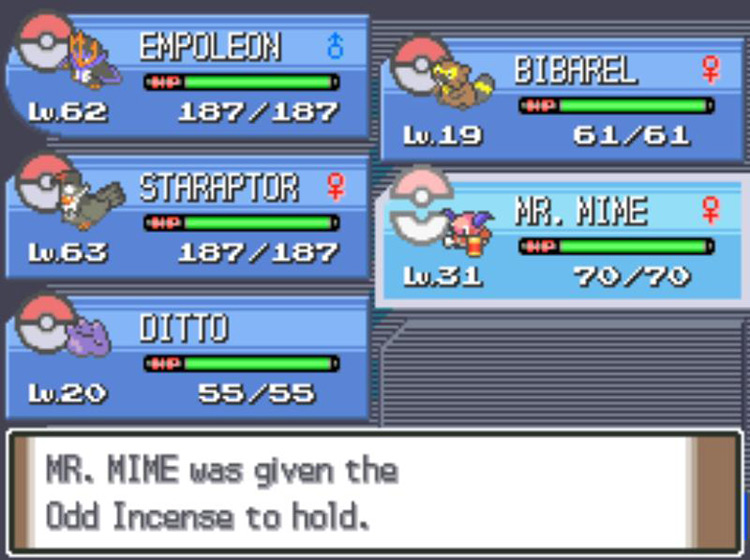 Giving the Odd Incense to Mr. Mime. / Pokémon Platinum