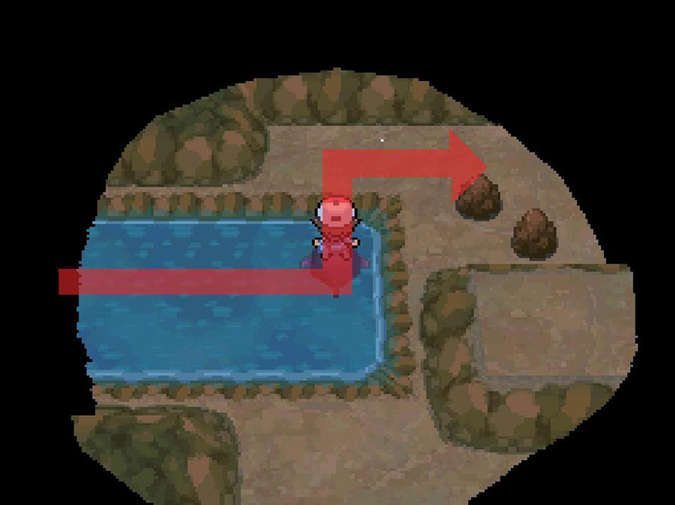Head north onto land at the end of the water. / Pokemon BW