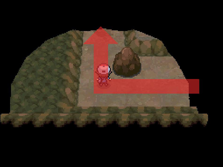 Head north at the large rock. / Pokemon BW