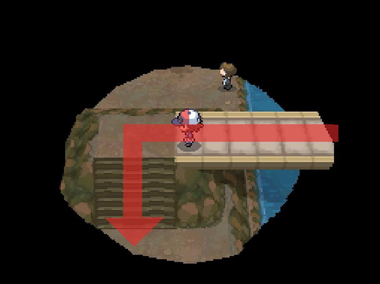 Veer south down the small set of stairs. / Pokemon BW