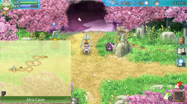 The map to the entrance of Idra Cave / Rune Factory 4