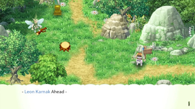 A sign in the area right below Leon Karnak / Rune Factory 4