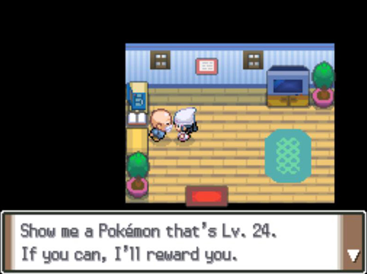 The old man requesting to see a Level 24 Pokémon / Pokémon Platinum