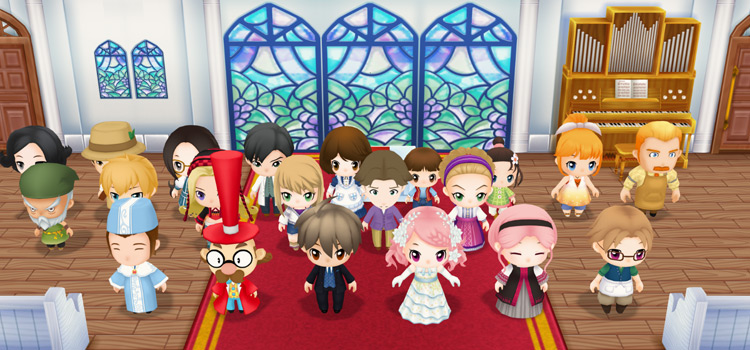Getting married to Popuri in Mineral Town Church (SoS:FoMT)
