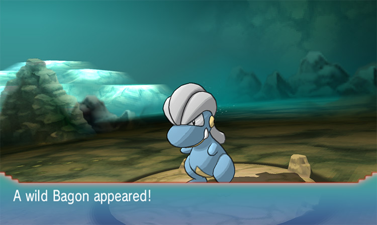 Encountering a wild Bagon in Meteor Falls. / Pokémon Omega Ruby and Alpha Sapphire