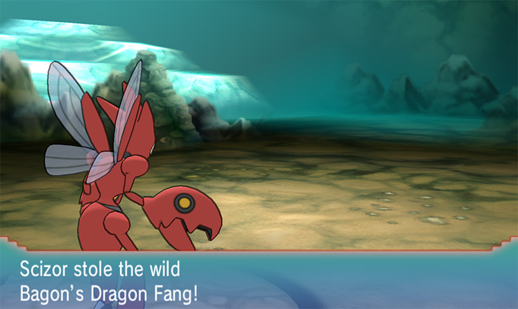 Stealing the Dragon Fang from a wild Bagon in Meteor Falls. / Pokémon Omega Ruby and Alpha Sapphire